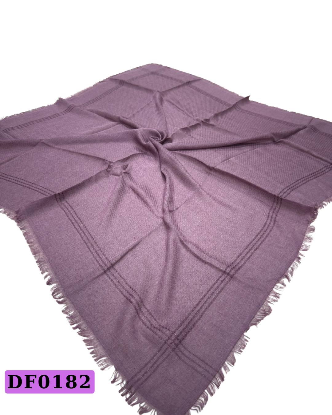 Düz Renk Şeritli Flamlı Eşarp-DF182